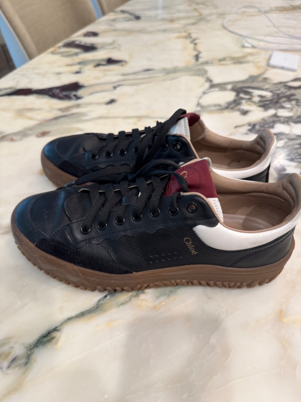 Chloe Black Leather Sneakers Size 39 (US 9) - Picture 3 of 6